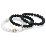 Turquoise Copper Baseball Beaded Bracelets for Women Men 8mm