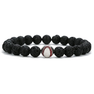 Turquoise Copper Baseball Beaded Bracelets for Women Men 8mm