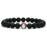 Turquoise Copper Baseball Beaded Bracelets for Women Men 8mm