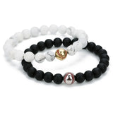 Turquoise Copper Baseball Beaded Bracelets for Women Men 8mm