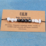 Turquoise Keep Calm Bracelet Natural Quartz Stone Yoga Reiki Healing Men Women
