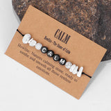 Turquoise Keep Calm Bracelet Natural Quartz Stone Yoga Reiki Healing Men Women