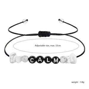 Turquoise Keep Calm Bracelet Natural Quartz Stone Yoga Reiki Healing Men Women