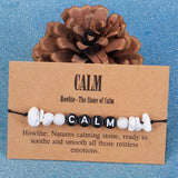 Turquoise Keep Calm Bracelet Natural Quartz Stone Yoga Reiki Healing Men Women