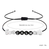 Turquoise Keep Calm Bracelet Natural Quartz Stone Yoga Reiki Healing Men Women