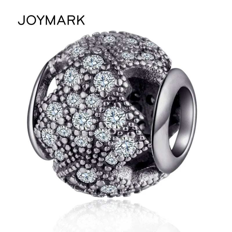 Zircon Pave Round 925 Silver Beads Real Sterling Silver Charm Beads