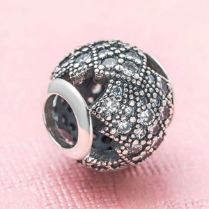Zircon Pave Round 925 Silver Beads Real Sterling Silver Charm Beads