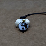 Agate DZI Pendant Necklace Tea Crystal Garnet Woven Amulet Tai Chi Pattern