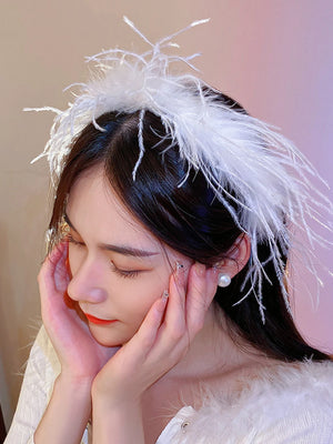 Exaggerated Feather Headband Halloween Hair Jewelry