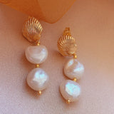 Baroque Pearl Earrings 18K Chinese Hook Party Dangle