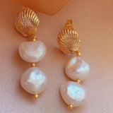 Baroque Pearl Earrings 18K Chinese Hook Party Dangle