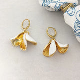 Enamel Lily Floral Petal Earrings for Women French Jewelry