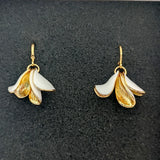 Enamel Lily Floral Petal Earrings for Women French Jewelry
