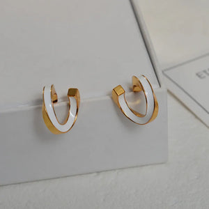 Enamel Spiral Hoop Earrings for Women