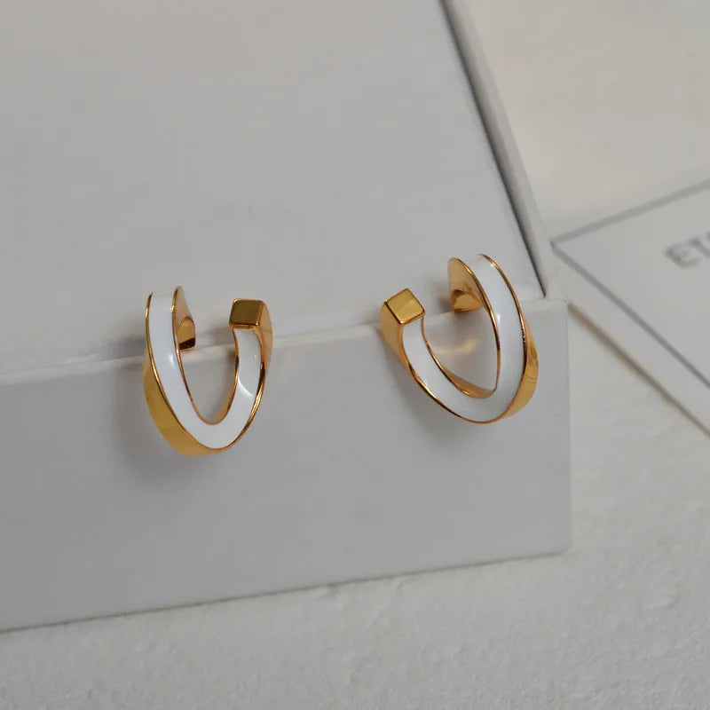 Enamel Spiral Hoop Earrings for Women