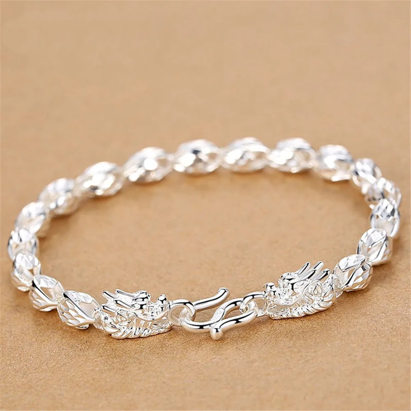 Dragon Chain Bracelet Silver 925 Masculine Jewelry Vintage Carving Accessory