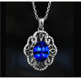 Vintage Sapphire Diamond Pendant Necklace for Women