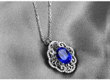 Vintage Sapphire Diamond Pendant Necklace for Women