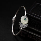 Jade Retro Chinese Court-Style 999 Thai Silver Bracelet