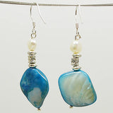 Freshwater Pearl Shell Silver Dangle Earrings 925 Silver Beads