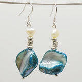 Freshwater Pearl Shell Silver Dangle Earrings 925 Silver Beads