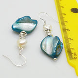 Freshwater Pearl Shell Silver Dangle Earrings 925 Silver Beads