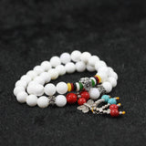 Colorful Pendant Double Layers Women Bracelet with 8mm Round Loose Beads