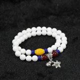 Colorful Pendant Double Layers Women Bracelet with 8mm Round Loose Beads