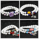 Colorful Pendant Double Layers Women Bracelet with 8mm Round Loose Beads