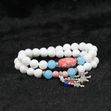 Colorful Pendant Double Layers Women Bracelet with 8mm Round Loose Beads