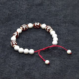 Red & White Tibet Louts Fengshui DZI String Woven Bracelet