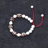Red & White Tibet Louts Fengshui DZI String Woven Bracelet