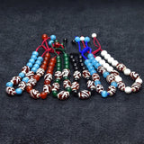 Red & White Tibet Louts Fengshui DZI String Woven Bracelet