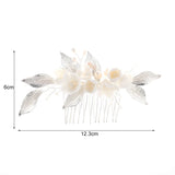 Bridal Floral Ceramic Flower Hair Comb Set with Rhinestone Crystal