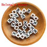 7MM Square Acrylic Letter Beads Cube Mixed Alphabet A-Z Initial Beads Bracelets
