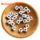 7MM Square Acrylic Letter Beads Cube Mixed Alphabet A-Z Initial Beads Bracelets