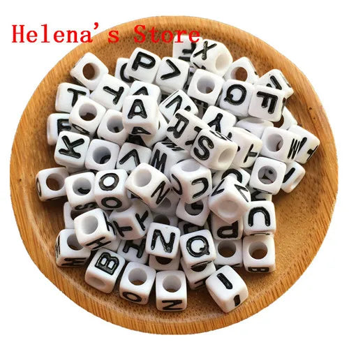 7MM Square Acrylic Letter Beads Cube Mixed Alphabet A-Z Initial Beads Bracelets