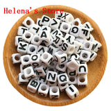 7MM Square Acrylic Letter Beads Cube Mixed Alphabet A-Z Initial Beads Bracelets