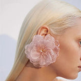 Exaggerated Earrings with Big Flowers, Fairy Bride 925 Silver Needle Earrings