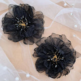 Exaggerated Earrings with Big Flowers, Fairy Bride 925 Silver Needle Earrings