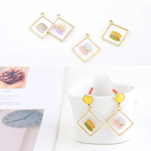 Wholesale 20pcs 31*28mm Glitter Resin Charms Gemoetry Square Earring Pendants
