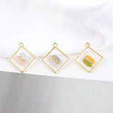 Wholesale 20pcs 31*28mm Glitter Resin Charms Gemoetry Square Earring Pendants