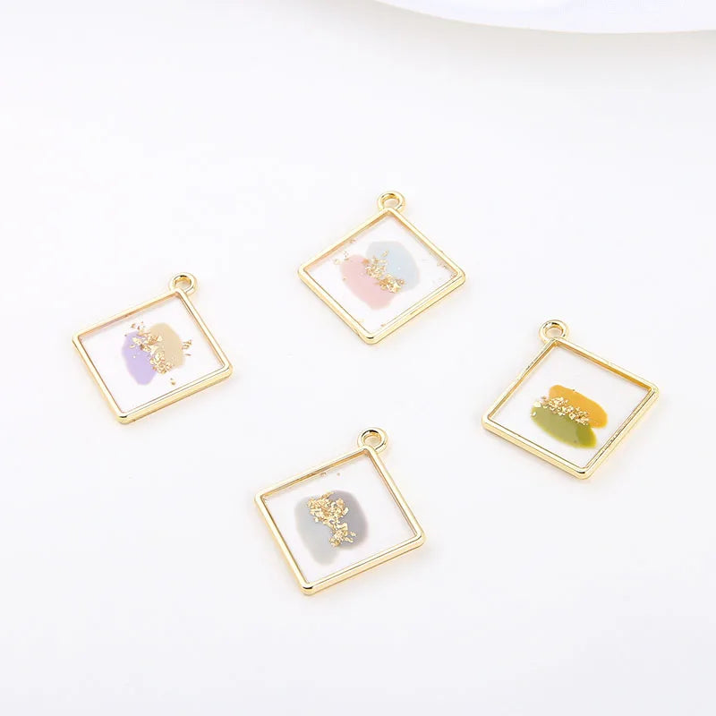 Wholesale 20pcs 31*28mm Glitter Resin Charms Gemoetry Square Earring Pendants