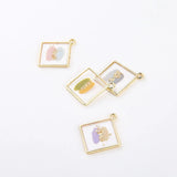 Wholesale 20pcs 31*28mm Glitter Resin Charms Gemoetry Square Earring Pendants
