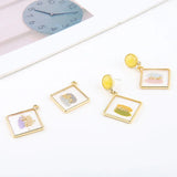 Wholesale 20pcs 31*28mm Glitter Resin Charms Gemoetry Square Earring Pendants