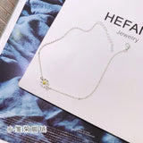 925 Sterling Silver Anklet with Daisy Pendant Cross Chain