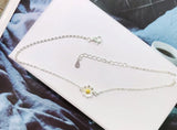 925 Sterling Silver Anklet with Daisy Pendant Cross Chain