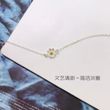 925 Sterling Silver Anklet with Daisy Pendant Cross Chain