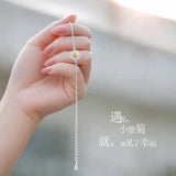 925 Sterling Silver Anklet with Daisy Pendant Cross Chain