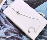 925 Sterling Silver Anklet with Glossy Bead Pendant Snake Chain